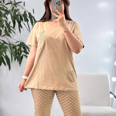 ست گوچی جیبدار آستین کوتاه کد ۰۲۰۱۷