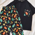 ست تیشرت نیم شلوار مشکی وارداتی کد ۰۲۰۱۱۱