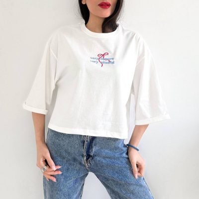 تیشرت کراپ باکسی پاپیون