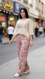 ست تیشرت لانگ و شلوار کد ۰۳۰۱۳۸ - تصویر 2